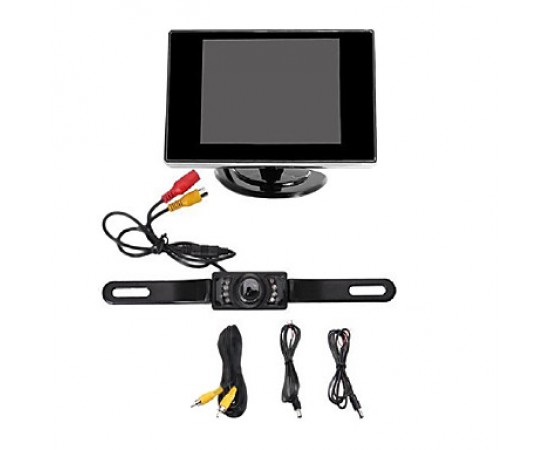 Car Rear View  Camera with Night Vision + 3.5" TFT LCD Monitor Screen(Not fit for Truck , Cargo Van and Long Vehicle)  