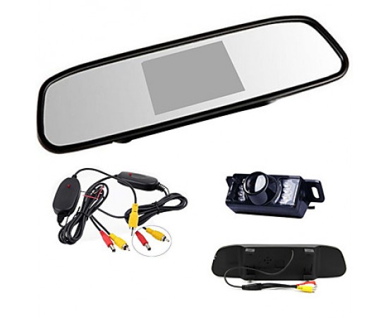 4.3" HD TFT LCD Rearview Mirror Monitor +Car Reverse Night vision wireles Camera  