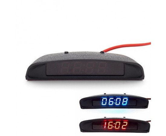 Original Car Interior Trim Appearance 3-In-1 Car Clock Theromometer and Voltage Monitor (12-24V)  